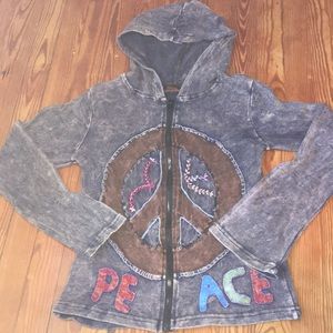 Peace Sign Tye Die Zip Up Hoodie